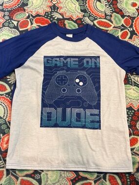 The Children's Place Blue and White Raglan 'Game On Dude' Pajama Top